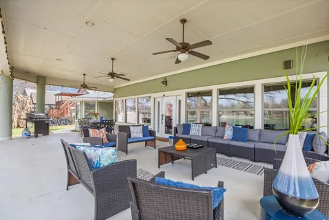 a living room with furniture