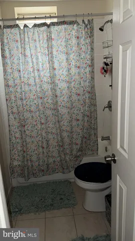 a bathroom with a shower and a toilet