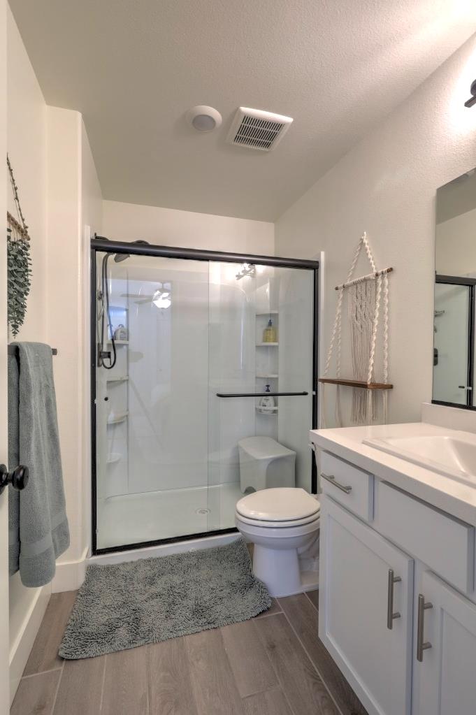 2129 Redding Way Atwater, CA 95301 - Photo 69 of 75 a bathroom with a sink a toilet a mirror and a shower