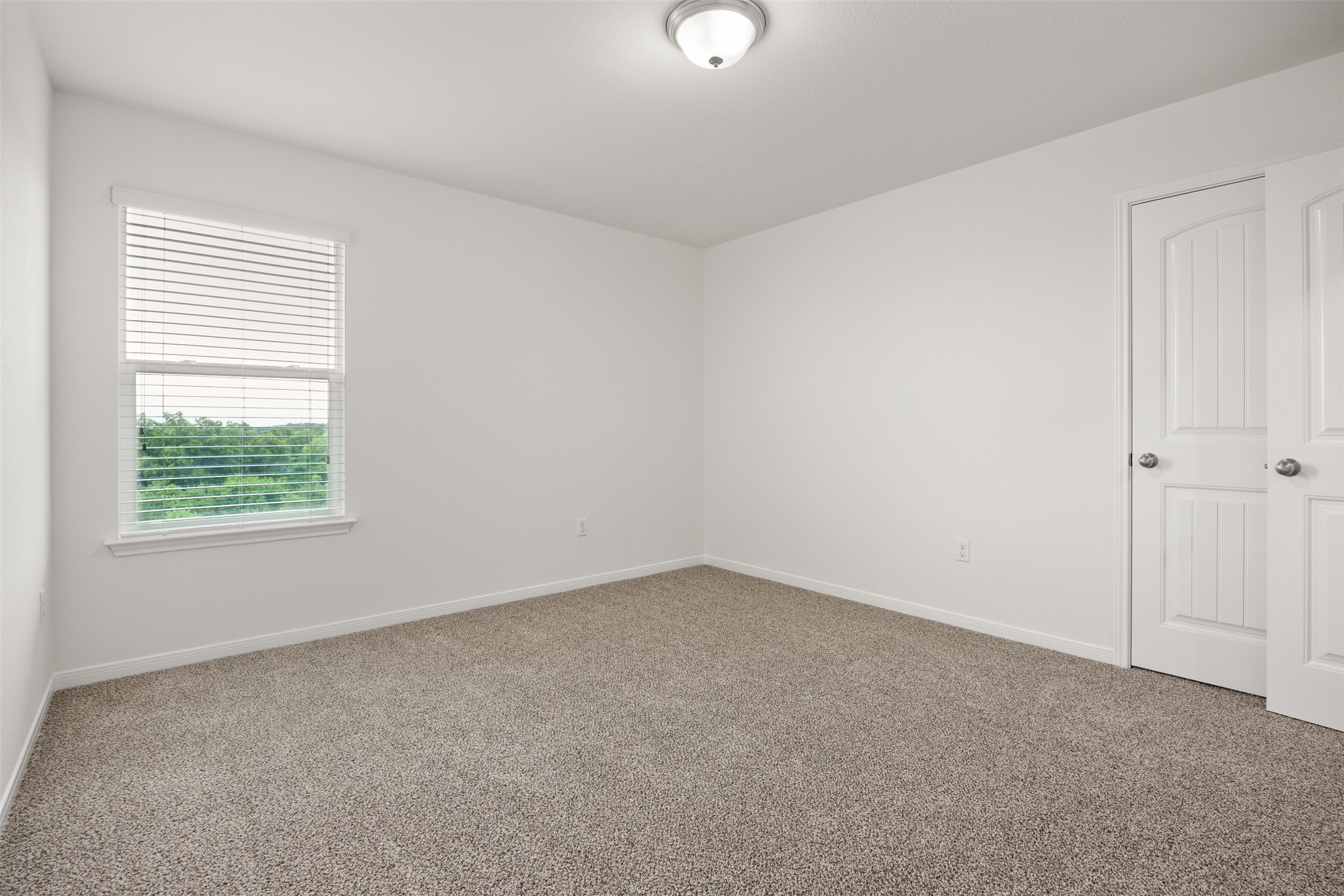 703 Liard River Road Hutto, TX 78634 - Photo 13 of 16 A well-lit bedroom features plush carpeting and a window offering tranquil tree views.