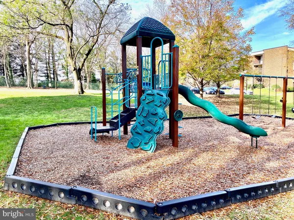 a view of a park with slides