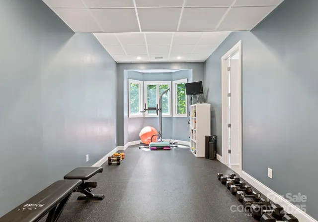a room with gym equipment
