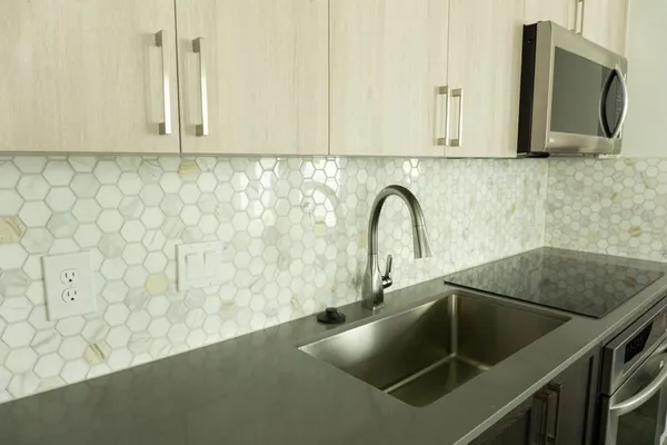 a close view of sink and tap