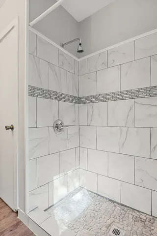 a bathroom with a shower