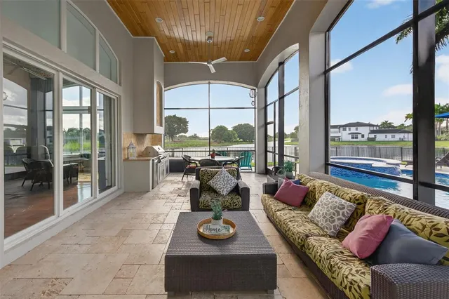 a bathroom with a mirror and a shower