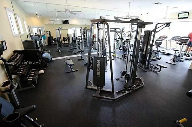 a view of a room with gym equipment