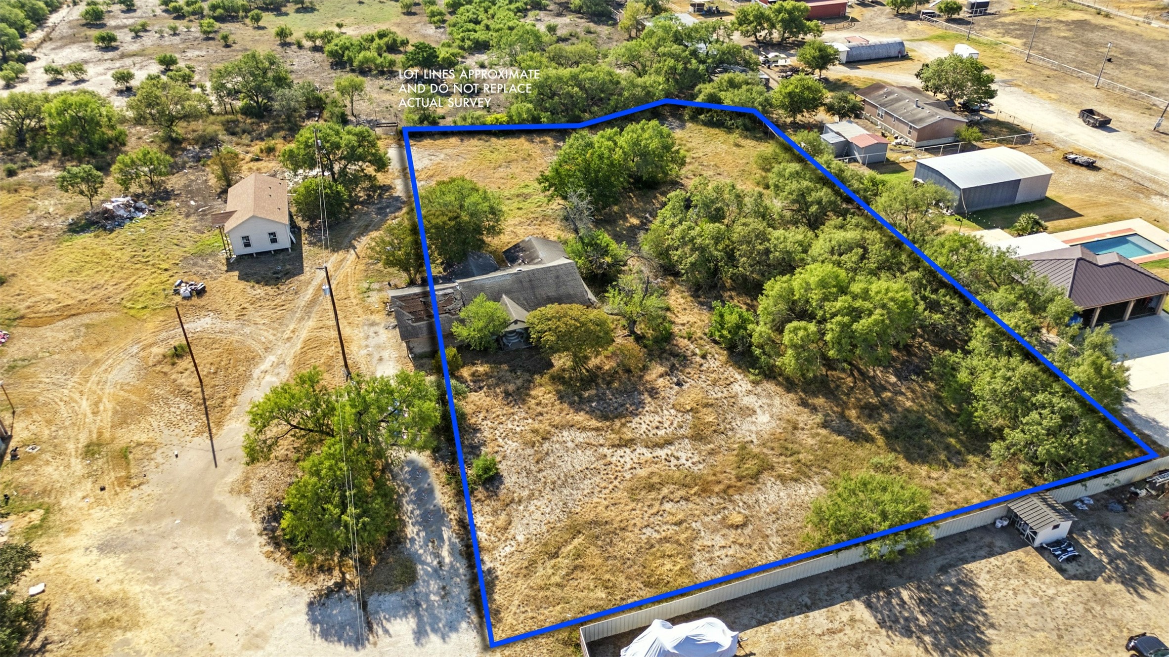 4672 Rakowitz Road Adkins, TX 78101 - Photo 28 of 38 Aerial image with clear boundary lines highlights the full extent of the property.