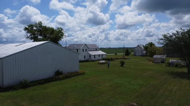 a view of a garden with an outdoor space