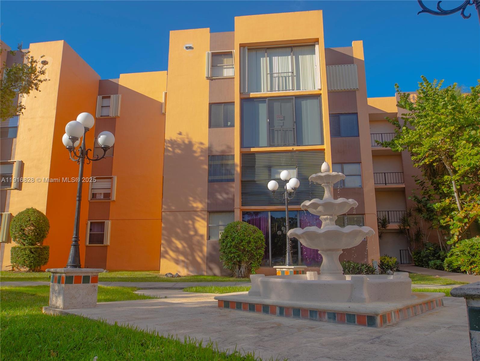 front view of a building and a street