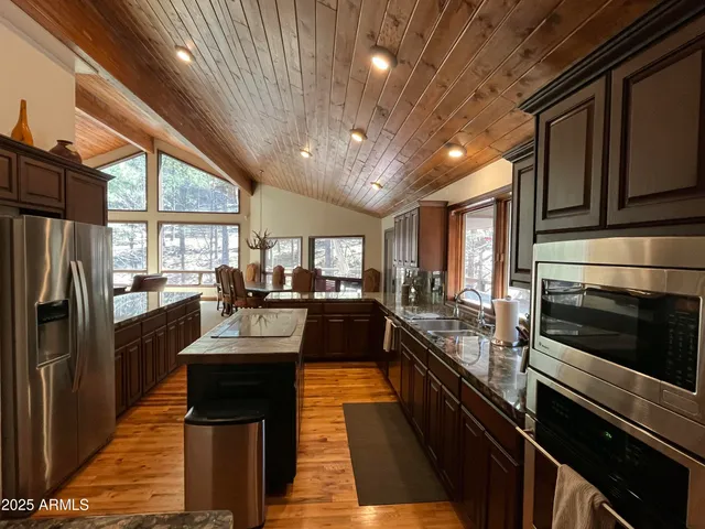 a kitchen with lots of counter top space