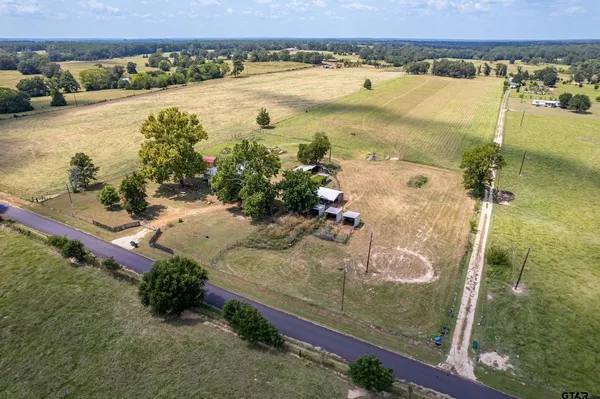 an aerial view of a house