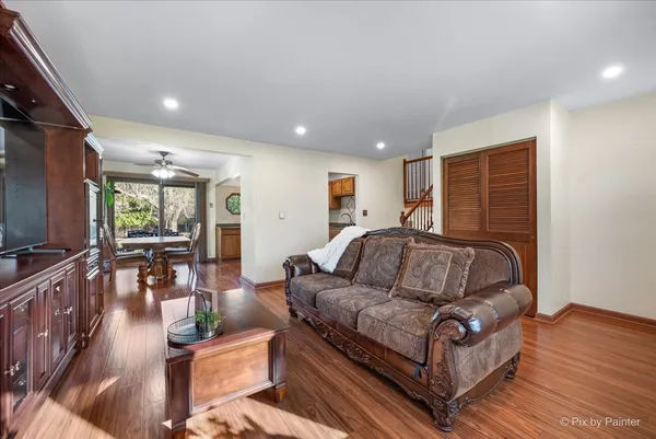 a living room with furniture