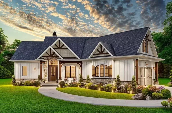 front view of a house with a yard