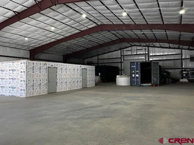 a view of a room with racks on the wall