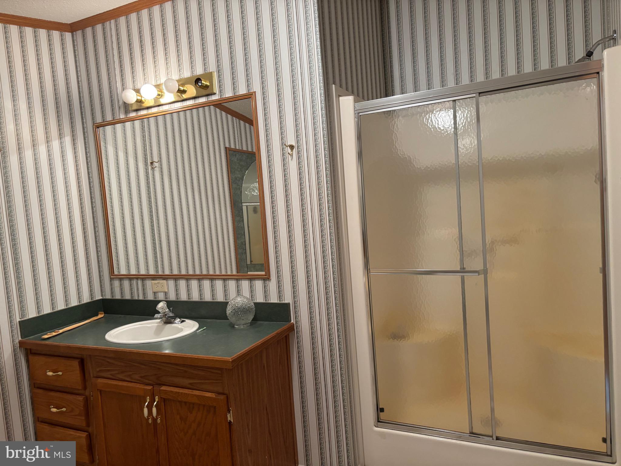 3825 Dickenson Mountain Road Franklin, WV 26807 - Photo 13 of 32 a bathroom with a sink and a mirror