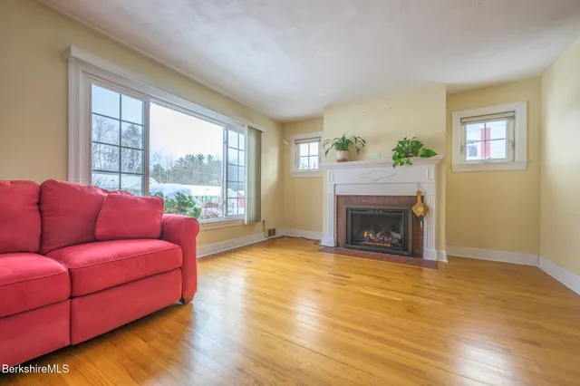 a kitchen with a refrigerator and countertop