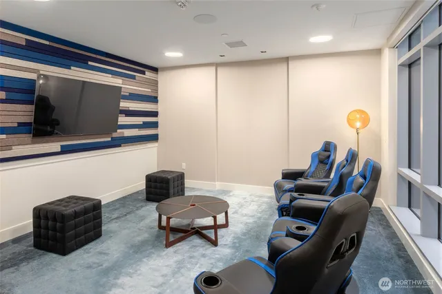 a living room with furniture