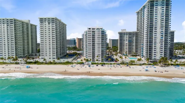 a view of a city with tall buildings