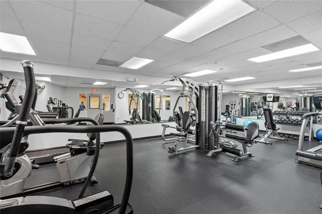 a view of a room with gym equipment