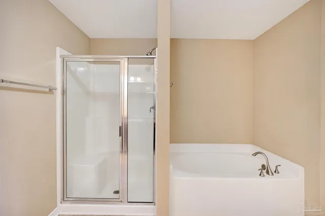 a bathroom with a bathtub