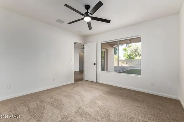 a view of an empty walk in closet