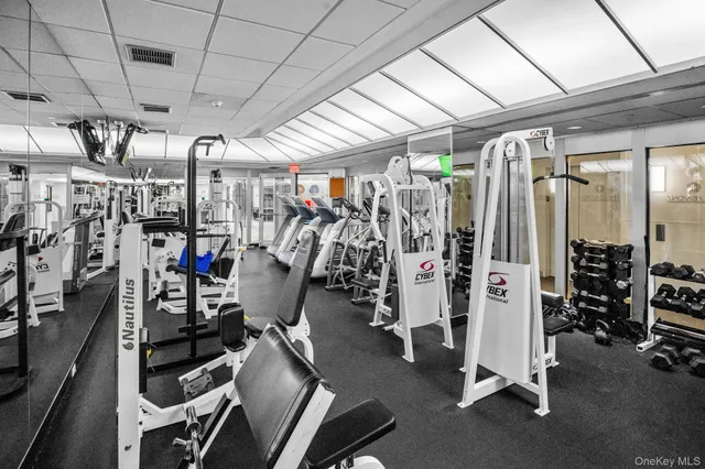 a view of a room with gym equipment