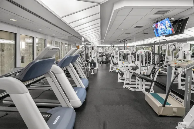 a view of a room with gym equipment