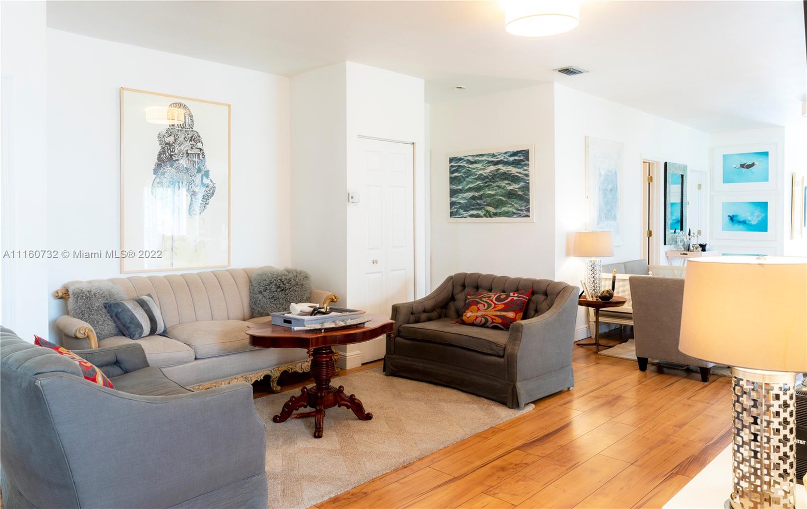 4216 Alton Road Miami Beach, FL 33140 - Photo 3 of 27 a living room with furniture and a flat screen tv