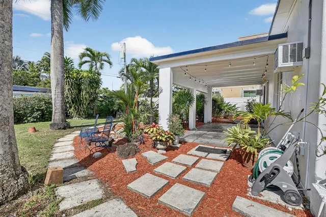 a view of a backyard with plants
