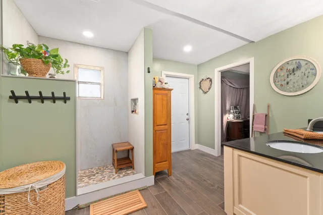 a view of a city with a houses