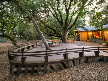a view of a house with a tree in the yard