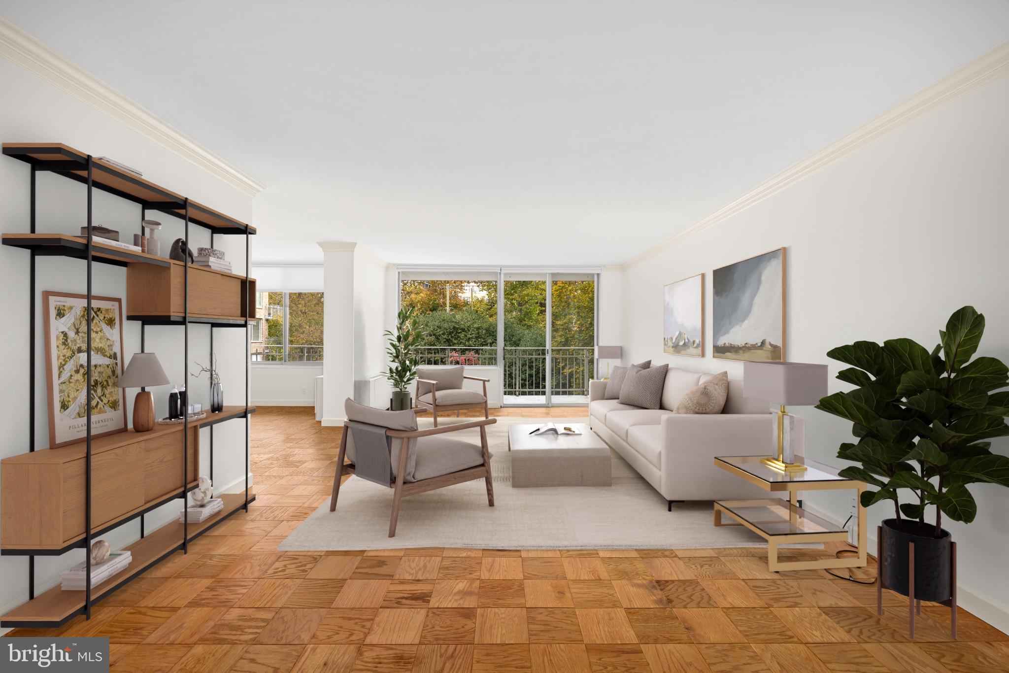 4100 Cathedral Avenue Northwest, Unit 712 Washington, DC 20016 - Photo 2 of 24 a living room with furniture and a potted plant