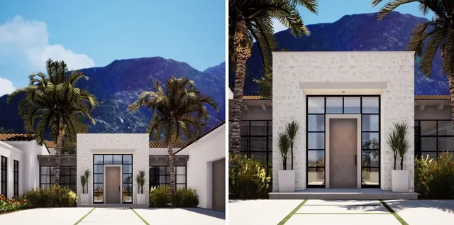 front view of a house with a street