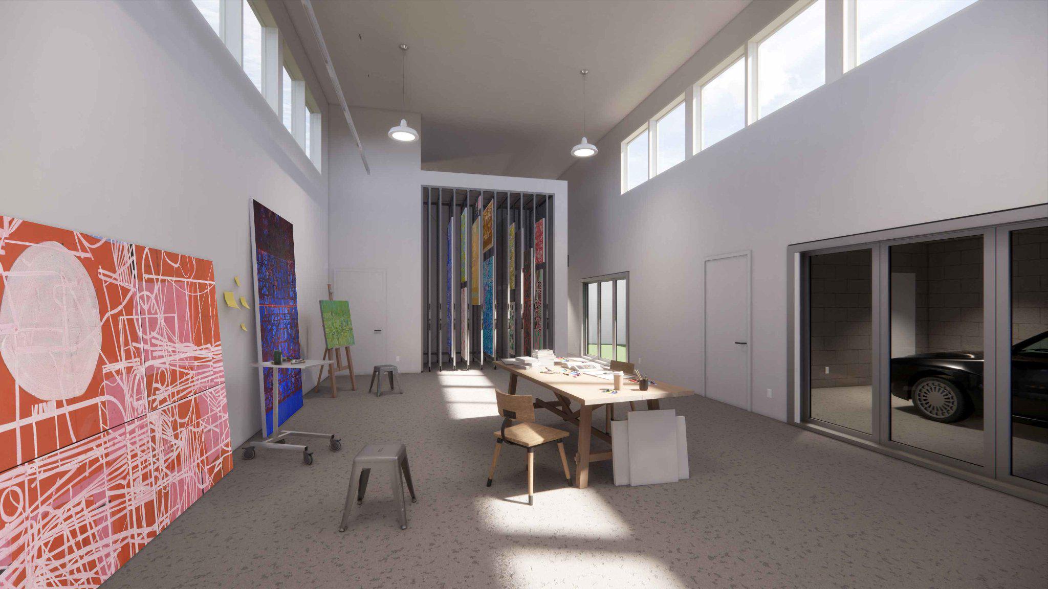 Spacious studio rendering.