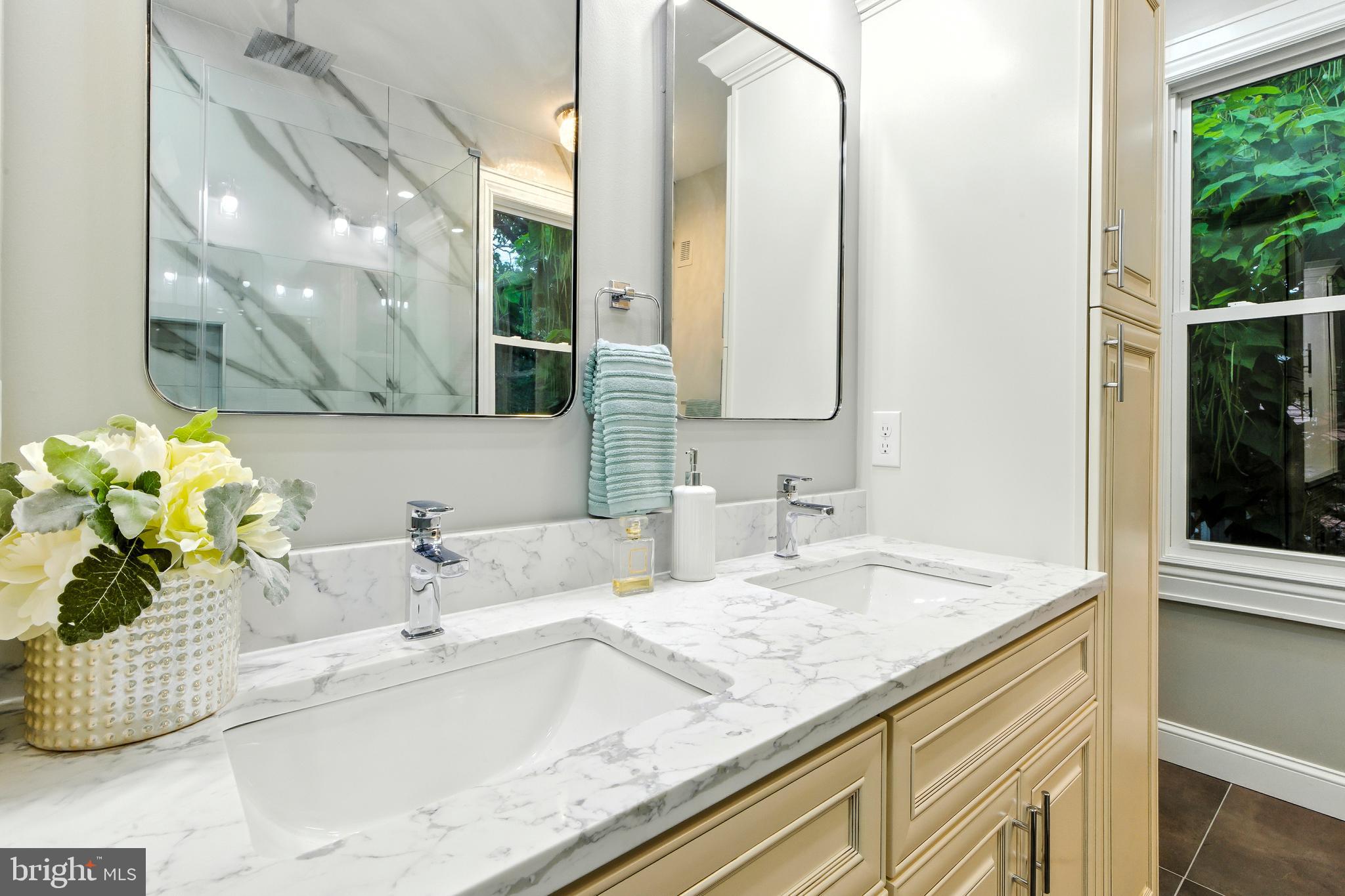 713 Main Street Riverton, NJ 08077 - Photo 24 of 36 a bathroom with a granite countertop sink and a mirror