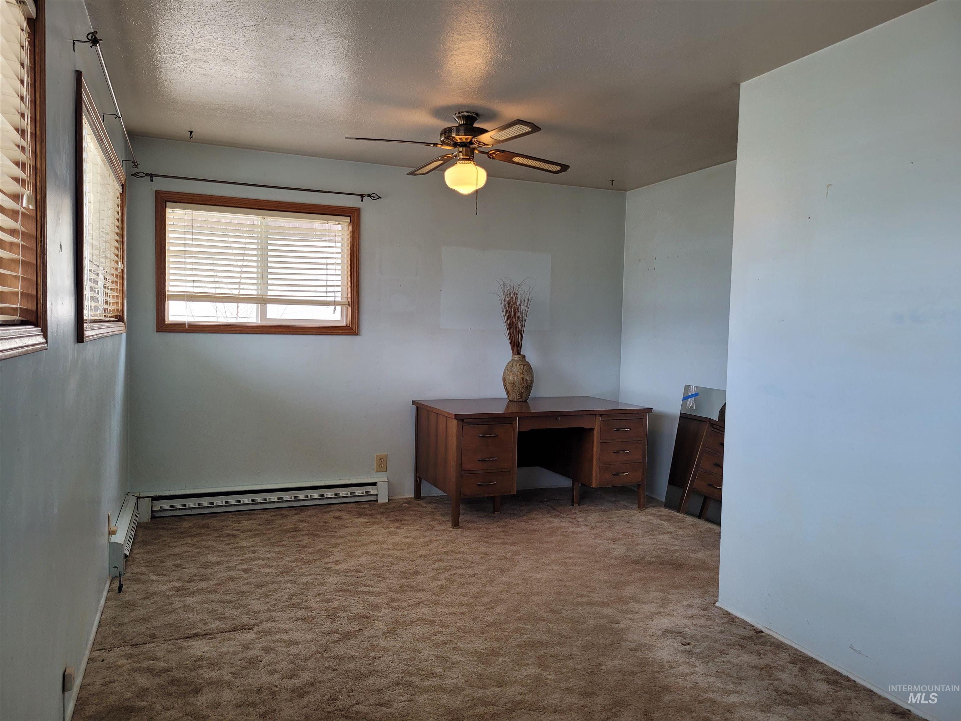 401 South 4th Street Rupert, ID 83350 - Photo 16 of 19 Unfurnished office featuring carpet, ceiling fan, a textured ceiling, and baseboard heating