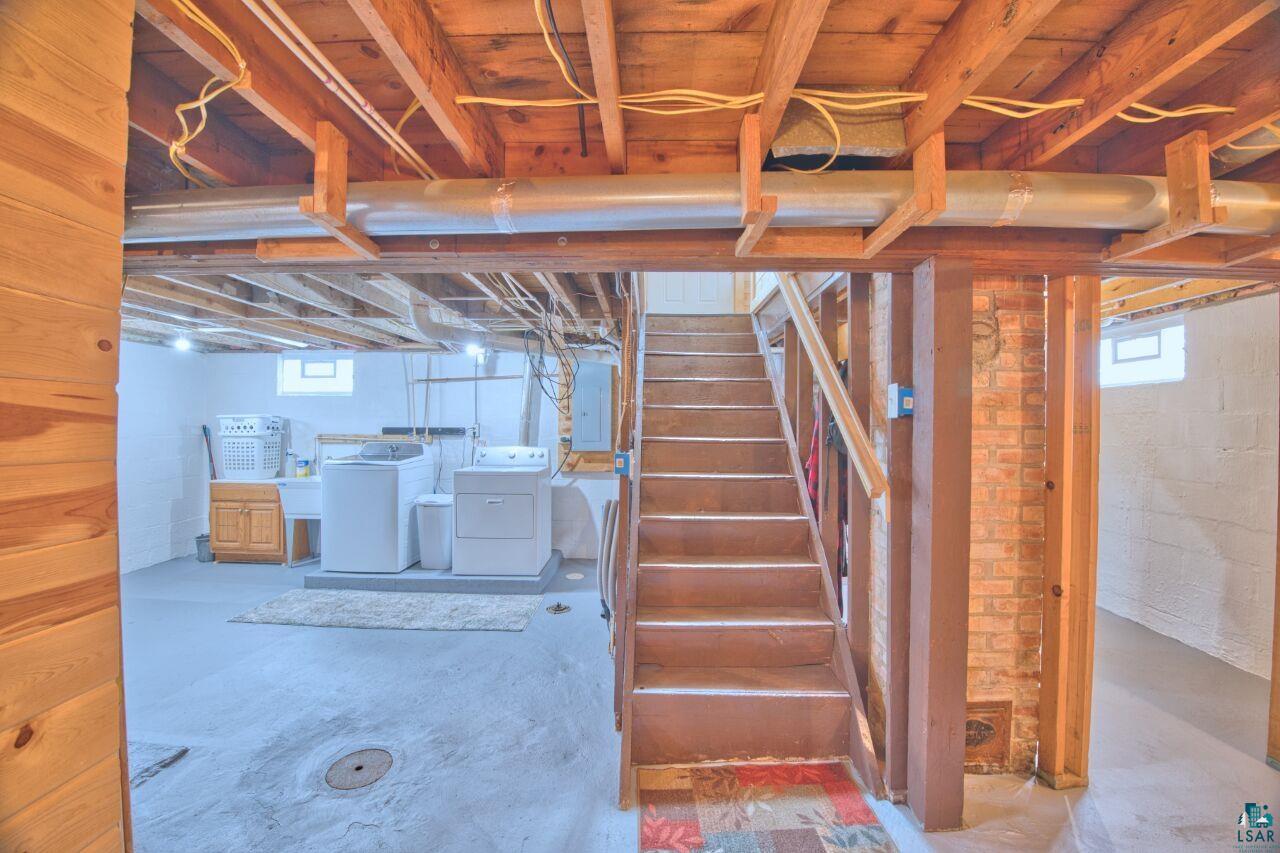 802 3rd Street Northwest Chisholm, MN 55719 - Photo 23 of 51 Basement with washing machine and dryer, electric panel, and plenty of natural light