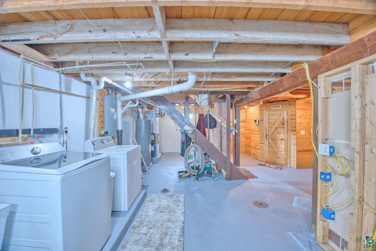 802 3rd Street Northwest Chisholm, MN 55719 - Photo 25 of 51 Unfinished below grade area with washing machine and dryer, water heater, and electric panel