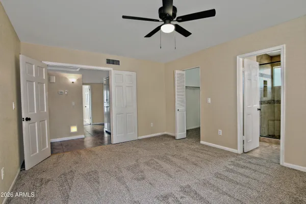 a view of an empty walk in closet