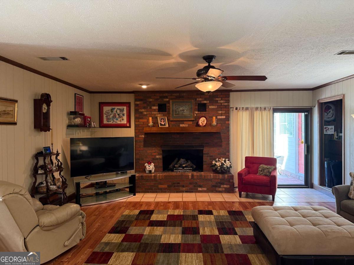 5686 Golden Isle West Baxley, GA 31513 - Photo 53 of 122 a living room with furniture a flat screen tv and a fireplace