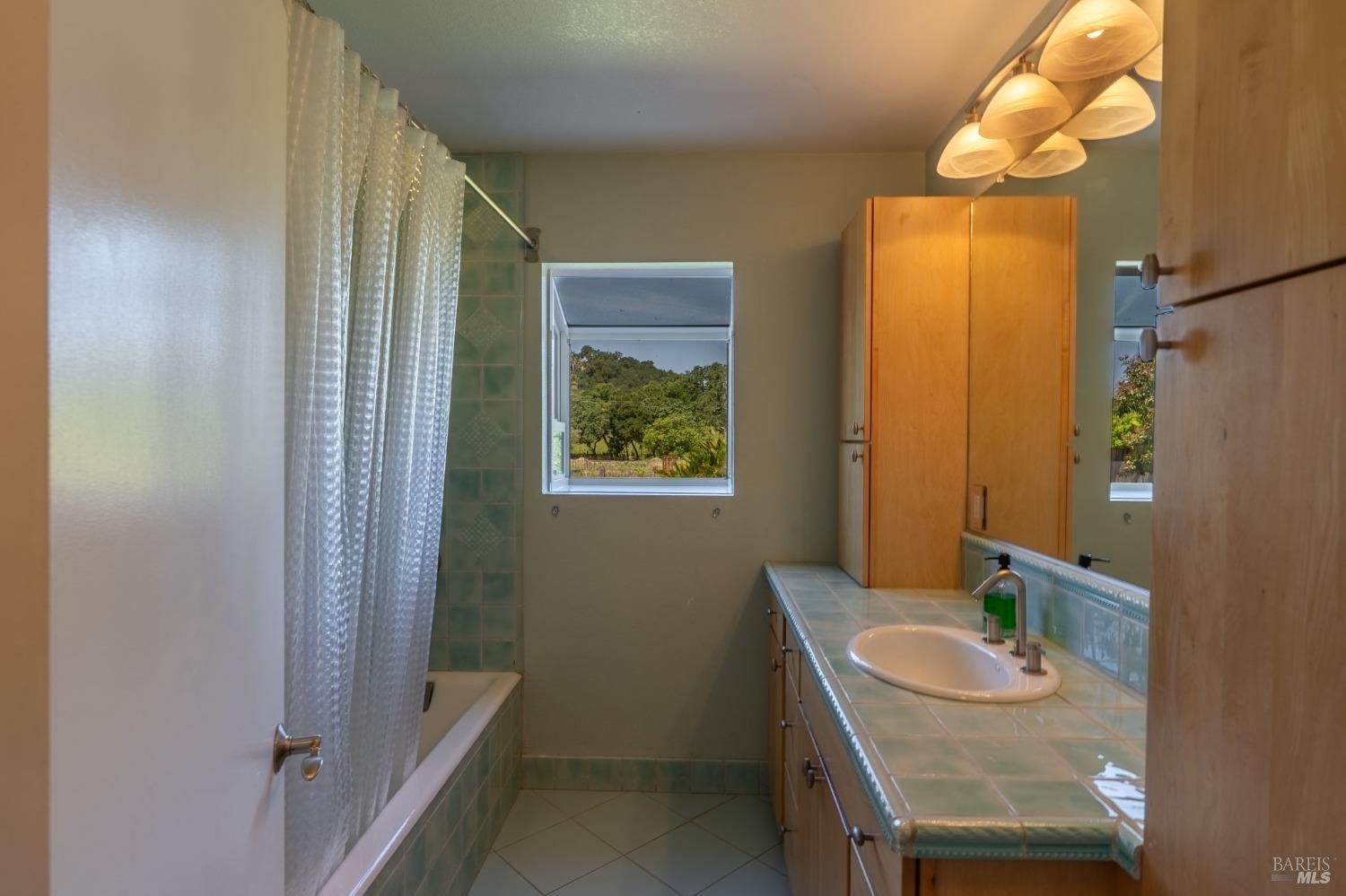 1550 Yountville Cross Road Napa, CA 94558 - Photo 32 of 45 a bathroom with a sink and a mirror