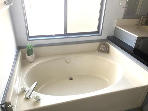 a bathroom with a tub
