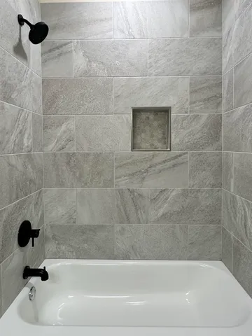 a bathroom with a tub