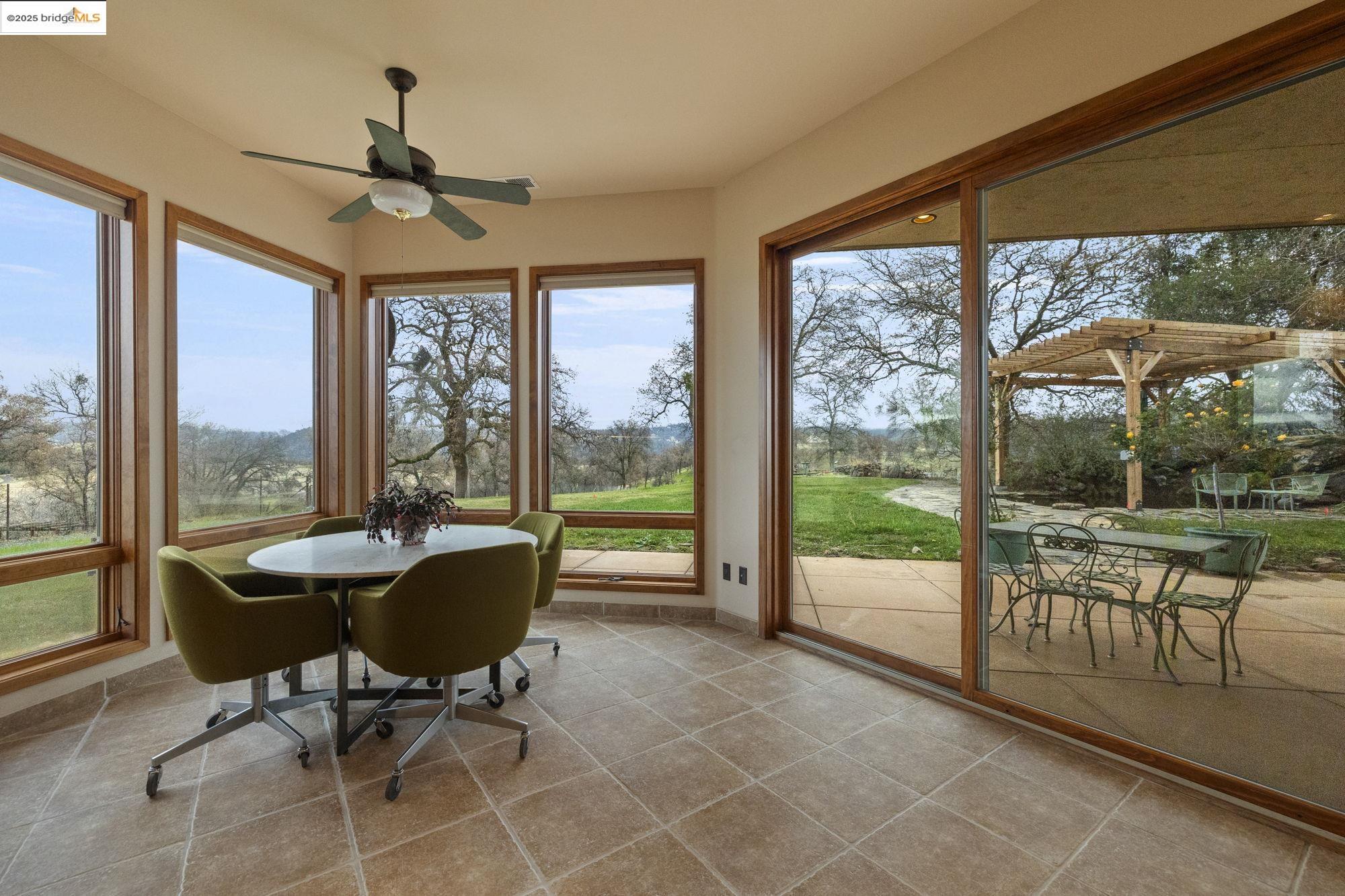 25775 Powell Ranch Road Sonora, CA 95370 - Photo 24 of 60 a dining room with furniture water view and a floor to ceiling window