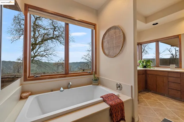 a view of a terrace with a lake view