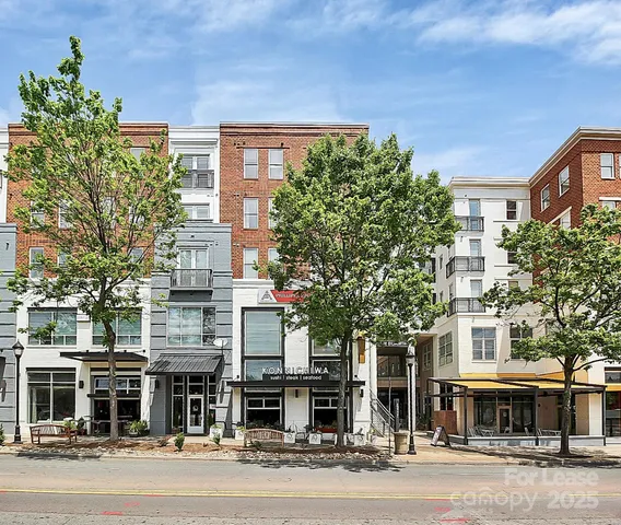 a front view of a building with street view