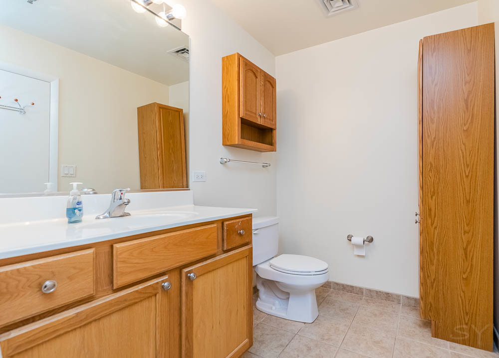 1600 South Indiana Avenue, Unit 501 Chicago, IL 60616 - Photo 24 of 29 a bathroom with a granite countertop toilet sink and mirror