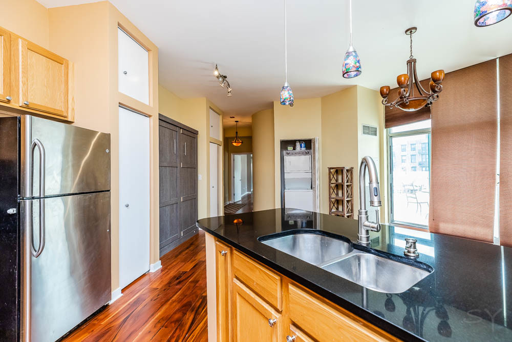 1600 South Indiana Avenue, Unit 501 Chicago, IL 60616 - Photo 10 of 29 a kitchen with stainless steel appliances granite countertop a sink a refrigerator and a granite counter tops
