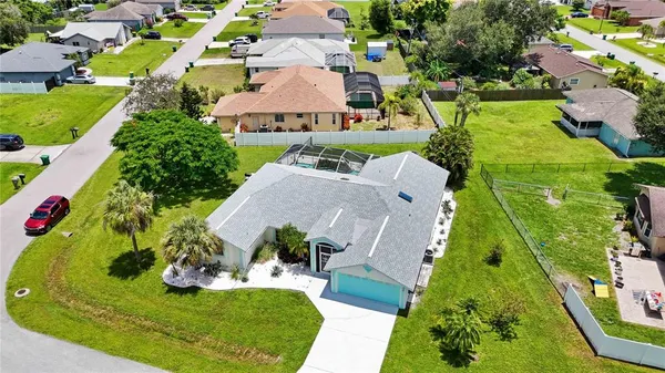 an aerial view of a house