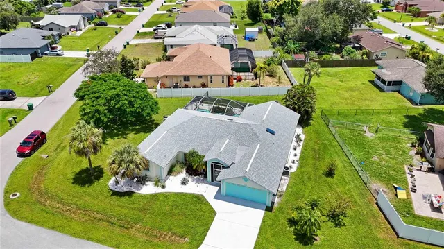 an aerial view of a house